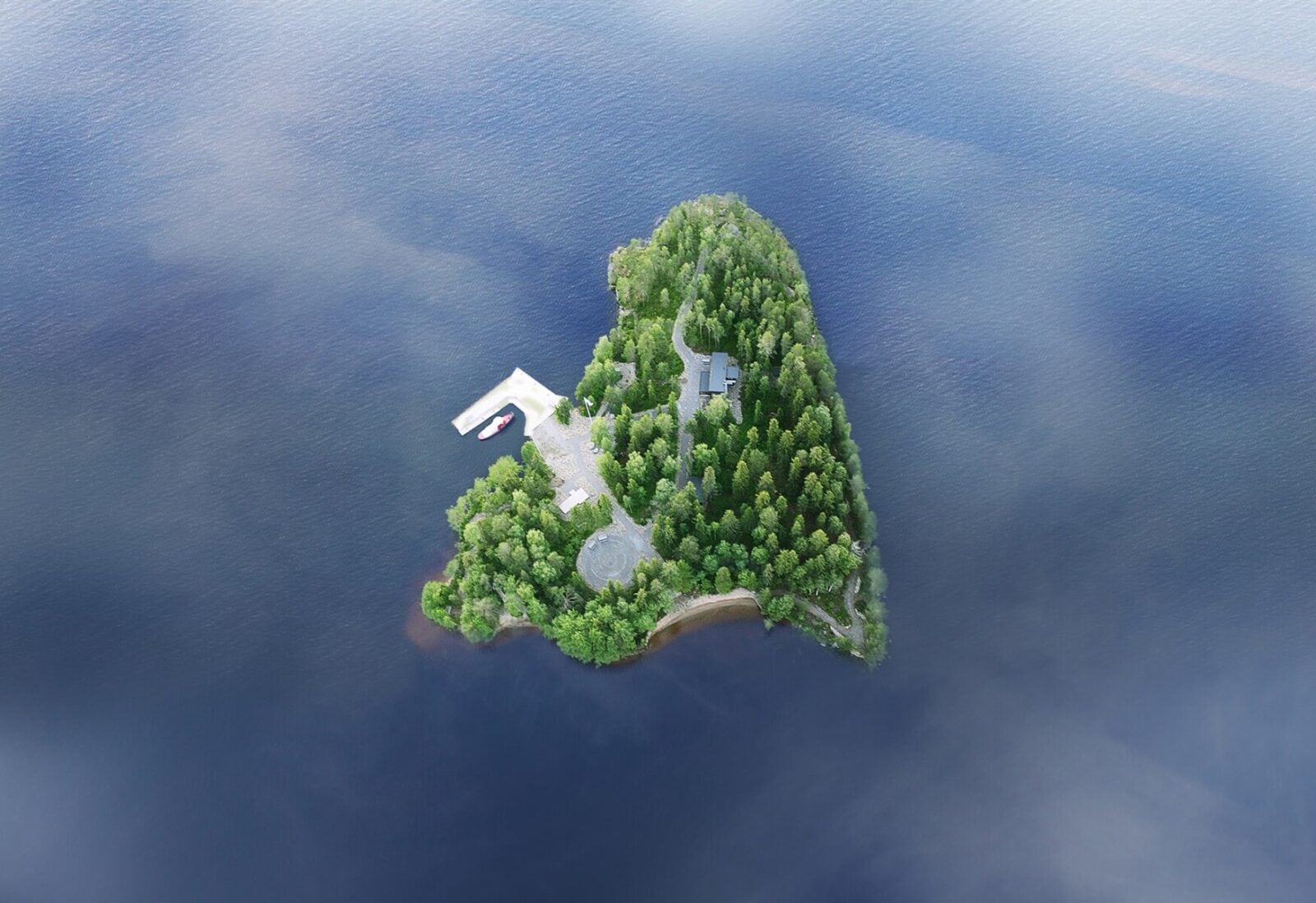 aateli island järvi saari paratiisi metsä ranta huvila majoitus vuokatti